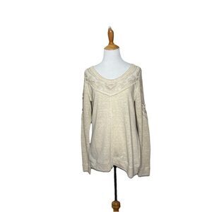 Maurices Cream Off The Shoulder Lace Detail Long Sleeve Top Size Large Womens